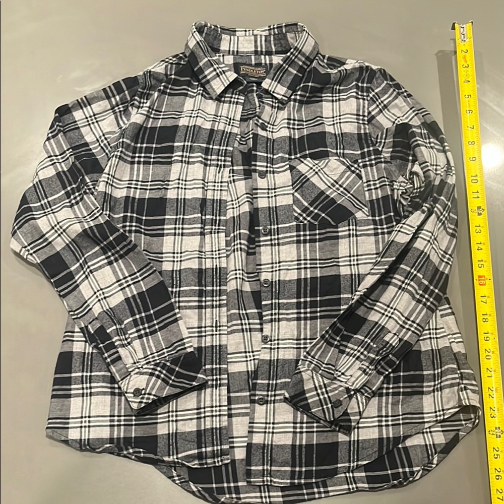 Pendleton Black and White Plaid Button Down Shirt